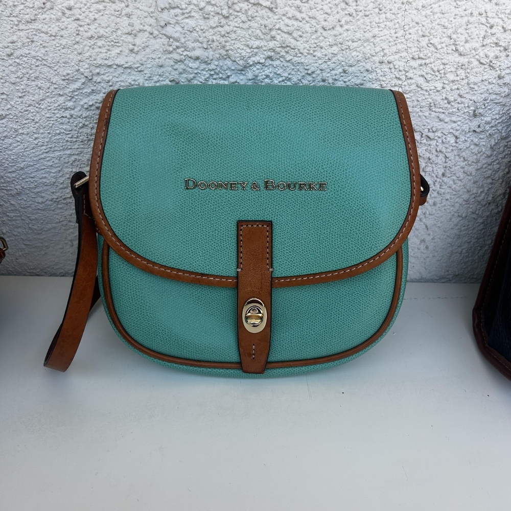 Dooney & Bourke Designer Teal Saddle Bag Flap Crossbody Purse Handbag